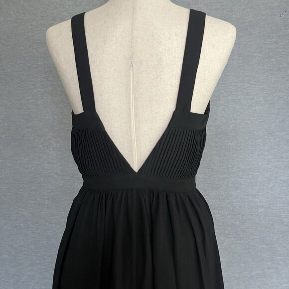 Fame and Partners Black Plunge Neck Dress Size 4 Thigh High Slit Formal Maxi NWT - Picture 8 of 16